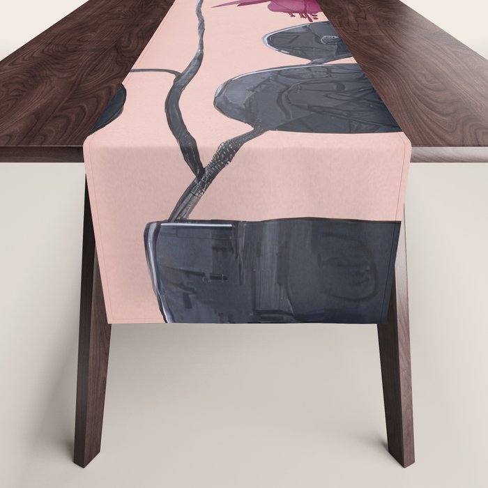 Fuchsia Botanical Drawing Table Runner Gallery Image 1