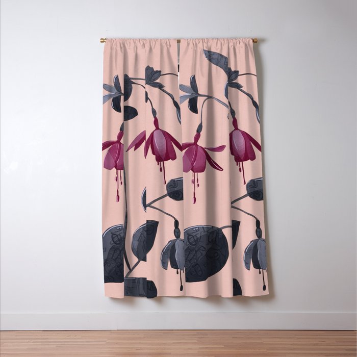 Fuchsia Botanical Drawing Window Curtain Gallery Image 3