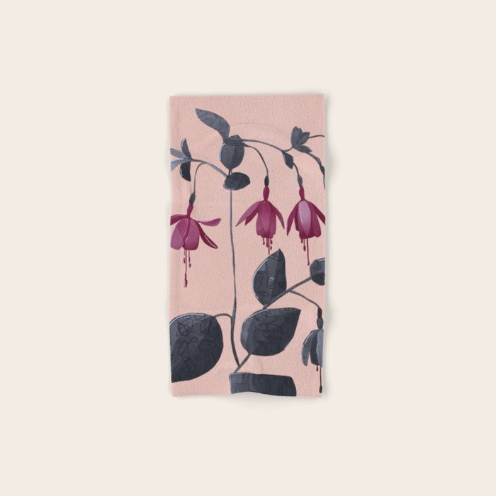 Fuchsia Botanical Drawing Bath Towel Gallery Image 1