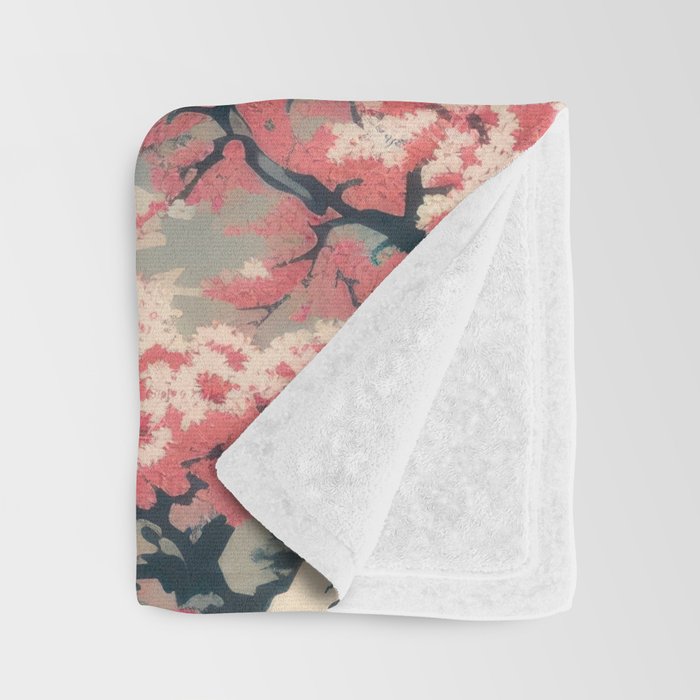 Cherry Blossom Fuji Shrine Throw Blanket Gallery Image 3