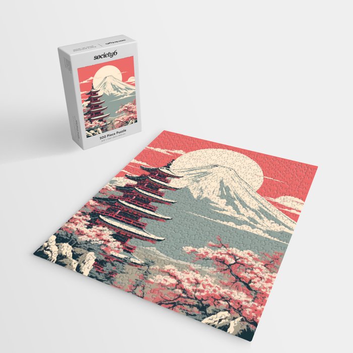 Cherry Blossom Fuji Shrine Jigsaw Puzzle Gallery Image 2