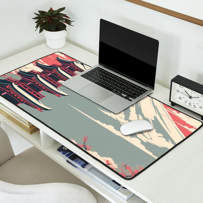 Cherry Blossom Fuji Shrine Desk Mat Gallery Image 2