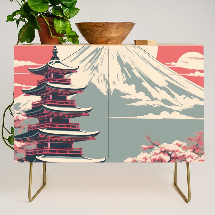 Cherry Blossom Fuji Shrine Credenza Gallery Image 1