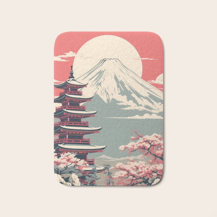 Cherry Blossom Fuji Shrine Bath Mat Gallery Image 1