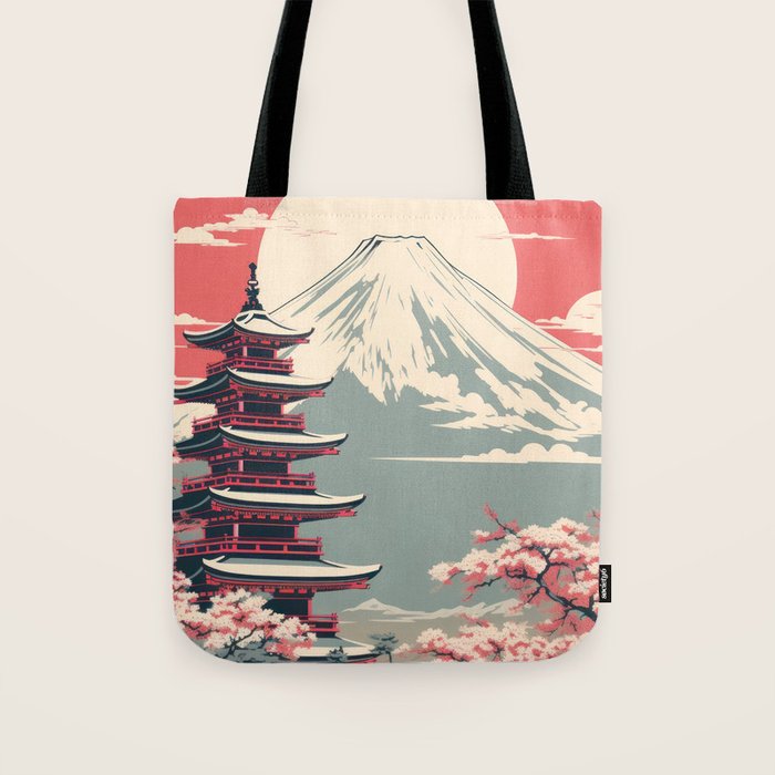 Cherry Blossom Fuji Shrine Tote Bag Gallery Image 1