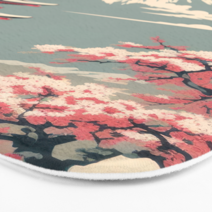 Cherry Blossom Fuji Shrine Bath Mat Gallery Image 3