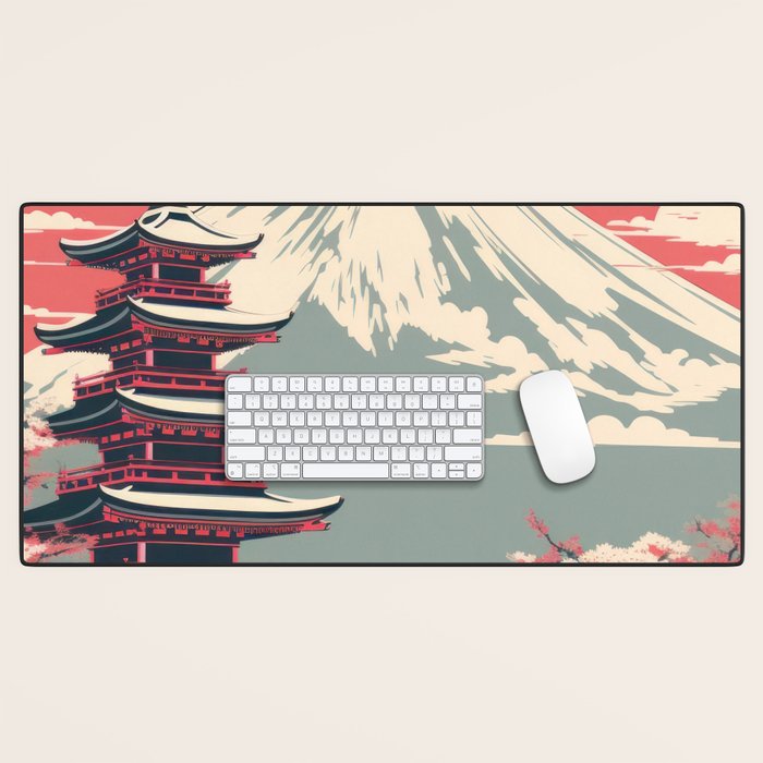 Cherry Blossom Fuji Shrine Desk Mat Gallery Image 1