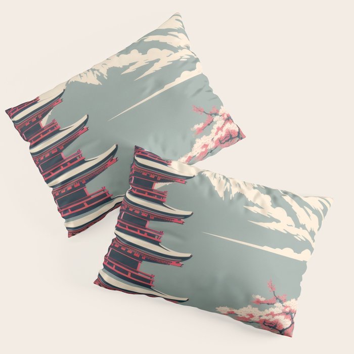 Cherry Blossom Fuji Shrine Pillow Sham Gallery Image 3