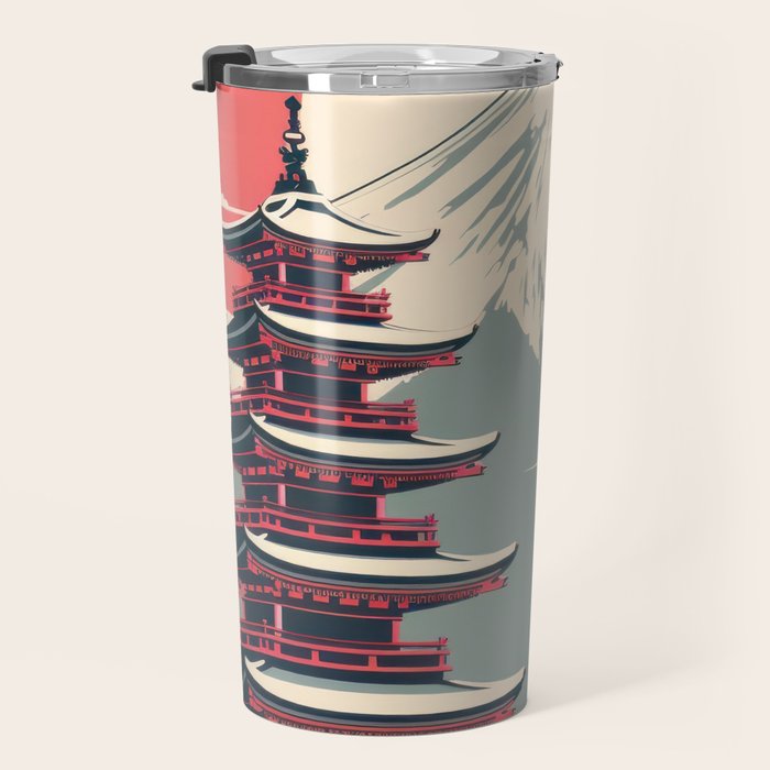 Cherry Blossom Fuji Shrine Travel Mug Gallery Image 3