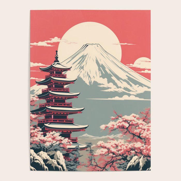 Cherry Blossom Fuji Shrine Poster Gallery Image 4