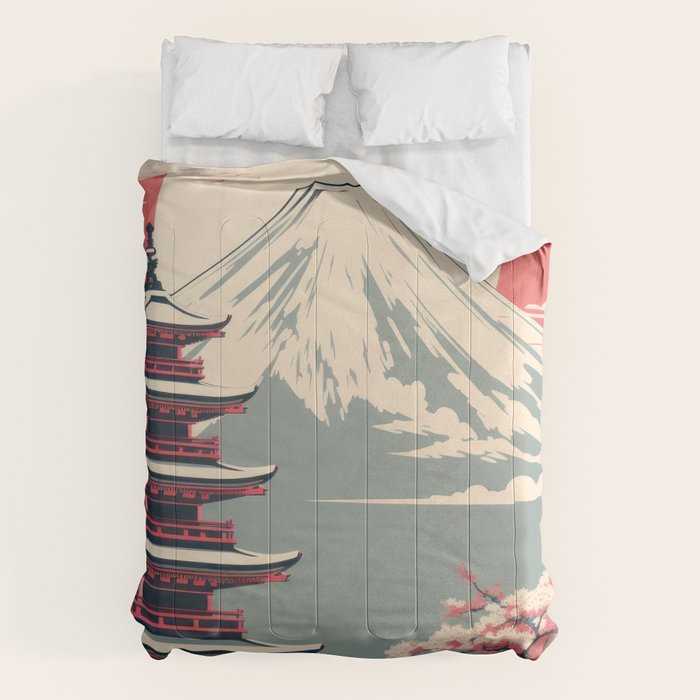Cherry Blossom Fuji Shrine Comforter Gallery Image 6