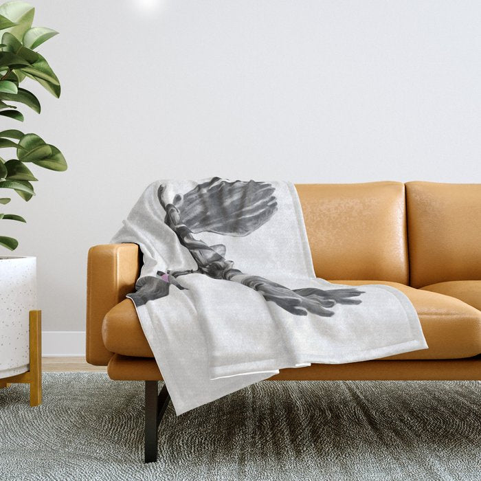 Bubble Gum Moose in Black and White Throw Blanket Gallery Image 1