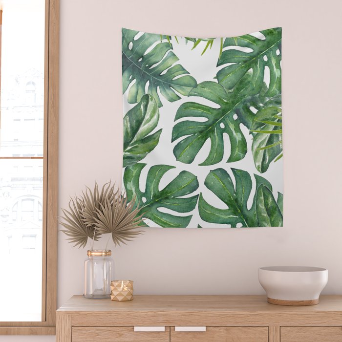 Monstera Leaves Wall Tapestry Gallery Image 2