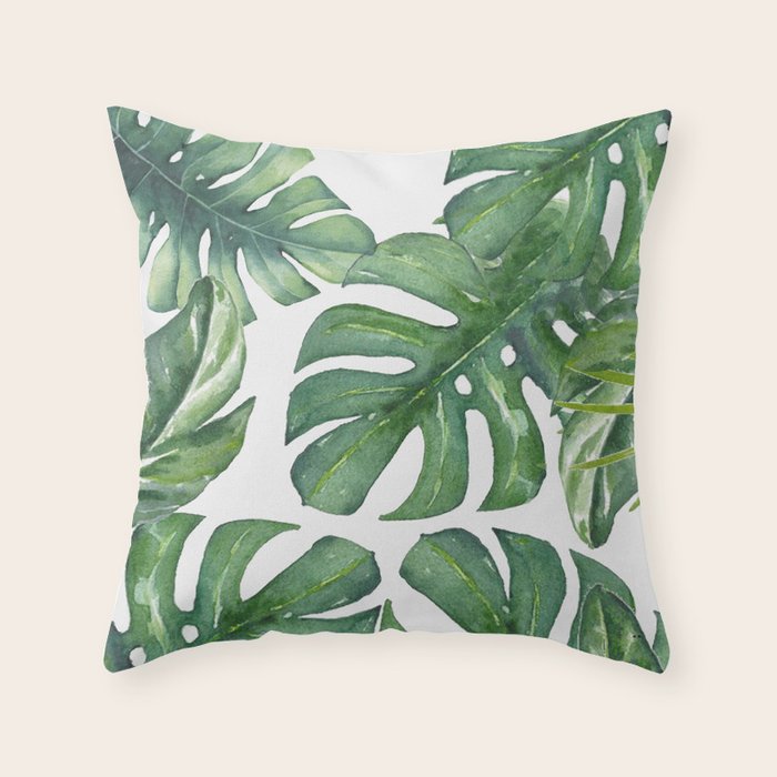 Monstera Leaves Throw Pillow Gallery Image 6