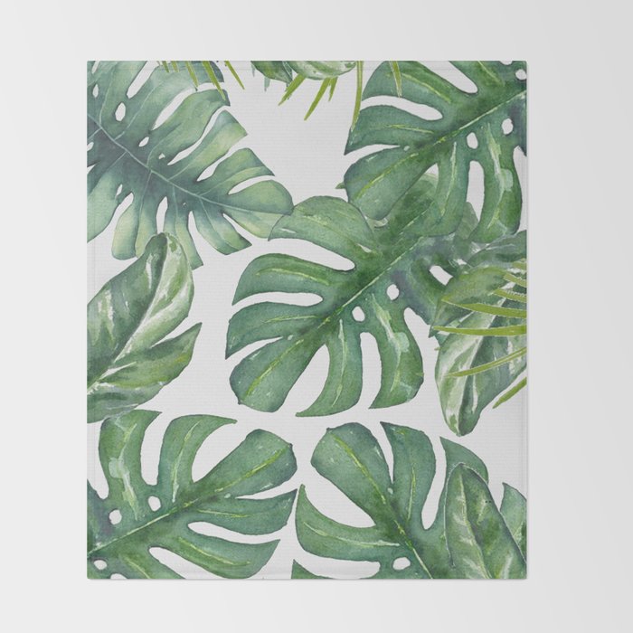Monstera Leaves Throw Blanket Gallery Image 2