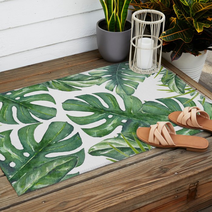 Monstera Leaves Outdoor Rug Gallery Image 2