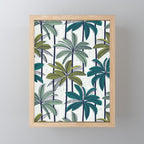Retro Palm Springs vibes // white background highball sage and pine green palm trees oxford navy blue lines Mini Art Print Gallery Image 1