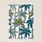 Retro Palm Springs vibes // white background highball sage and pine green palm trees oxford navy blue lines Stationery Card Gallery Image 2