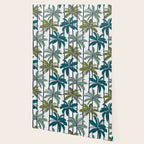 Retro Palm Springs vibes // white background highball sage and pine green palm trees oxford navy blue lines Wallpaper Gallery Image 2