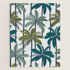Retro Palm Springs vibes // white background highball sage and pine green palm trees oxford navy blue lines Jigsaw Puzzle Gallery Image 1