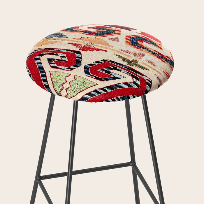 Konya Antique Turkish Kilim Print Stool Gallery Image 2