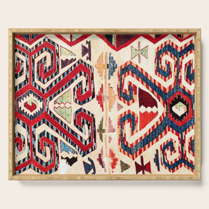 Konya Antique Turkish Kilim Print Serving Tray Gallery Image 1