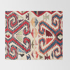Konya Antique Turkish Kilim Print Throw Blanket Gallery Image 2