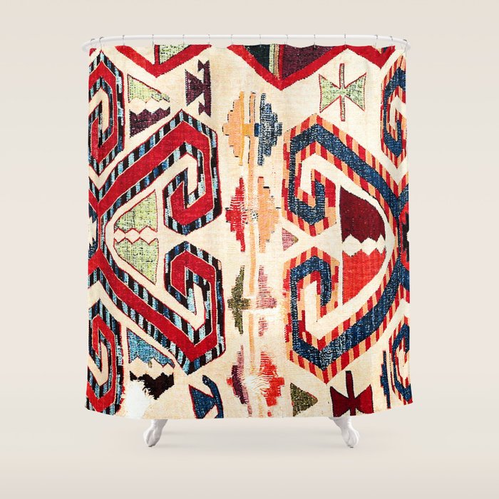 Konya Antique Turkish Kilim Print Shower Curtain Gallery Image 1