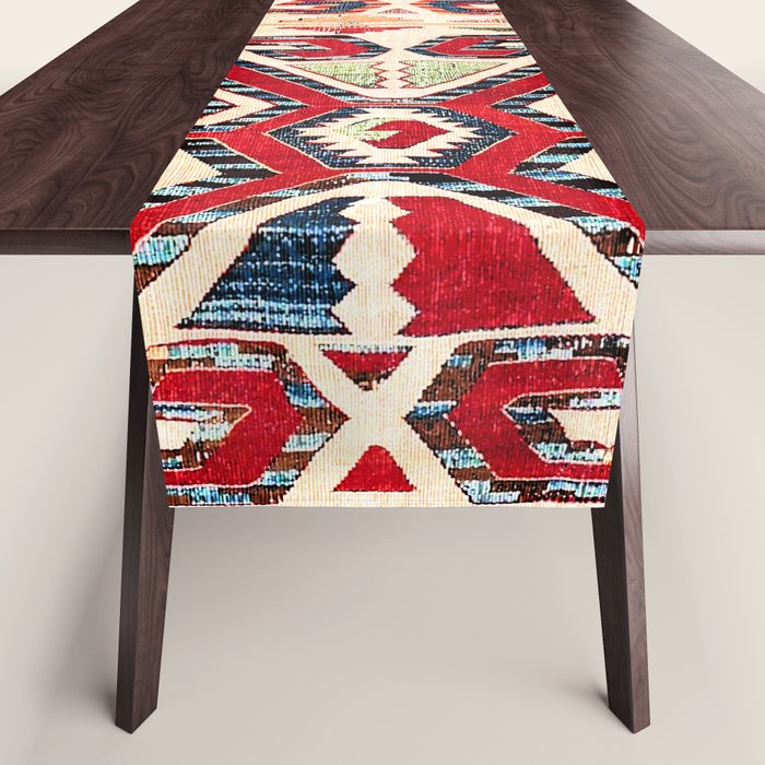 Konya Antique Turkish Kilim Print Table Runner Gallery Image 1