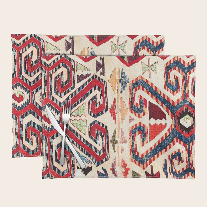 Konya Antique Turkish Kilim Print Placemat Gallery Image 1