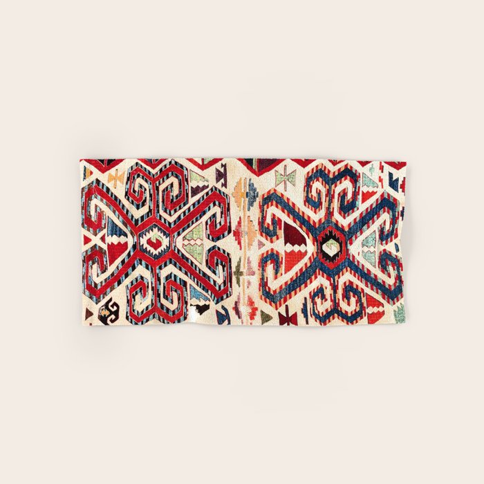 Konya Antique Turkish Kilim Print Bath Towel Gallery Image 1