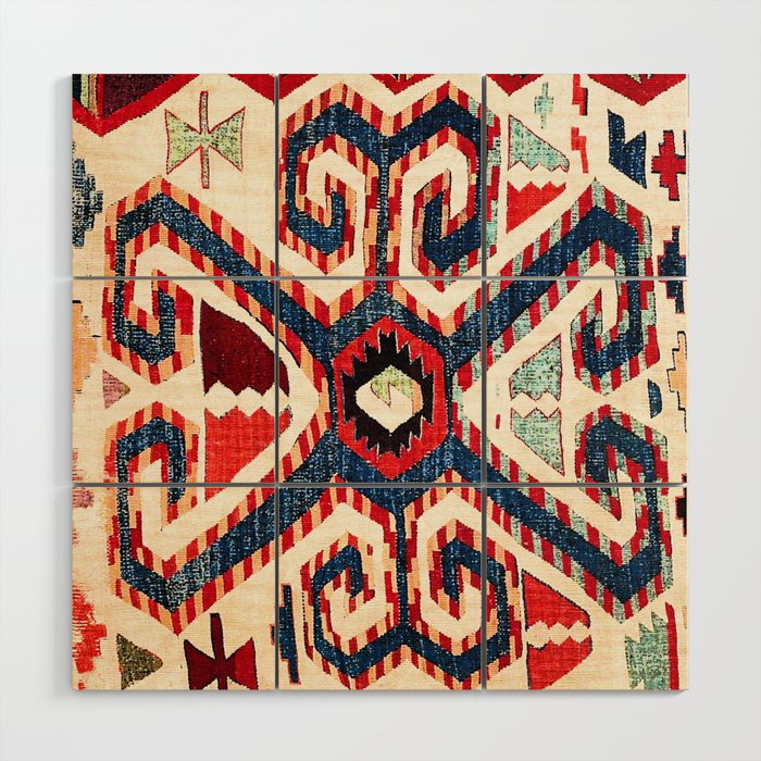 Konya Antique Turkish Kilim Print Wood Wall Art Gallery Image 1