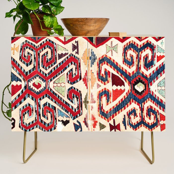 Konya Antique Turkish Kilim Print Credenza Gallery Image 1