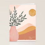 Boho Plant Vase with Moon Abstract Earth Tone Wall Art Stationery Card Gallery Image 2