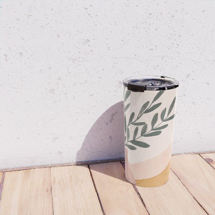 Boho Plant Vase with Moon Abstract Earth Tone Wall Art Travel Mug Gallery Image 4