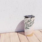 Boho Plant Vase with Moon Abstract Earth Tone Wall Art Travel Mug Gallery Image 4