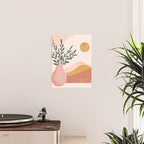Boho Plant Vase with Moon Abstract Earth Tone Wall Art Poster Gallery Image 2