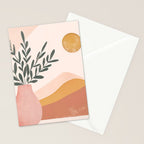 Boho Plant Vase with Moon Abstract Earth Tone Wall Art Stationery Card Gallery Image 2