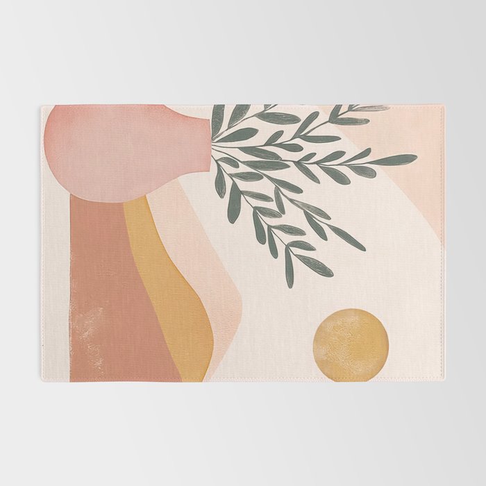 Boho Plant Vase with Moon Abstract Earth Tone Wall Art Rug Gallery Image 2