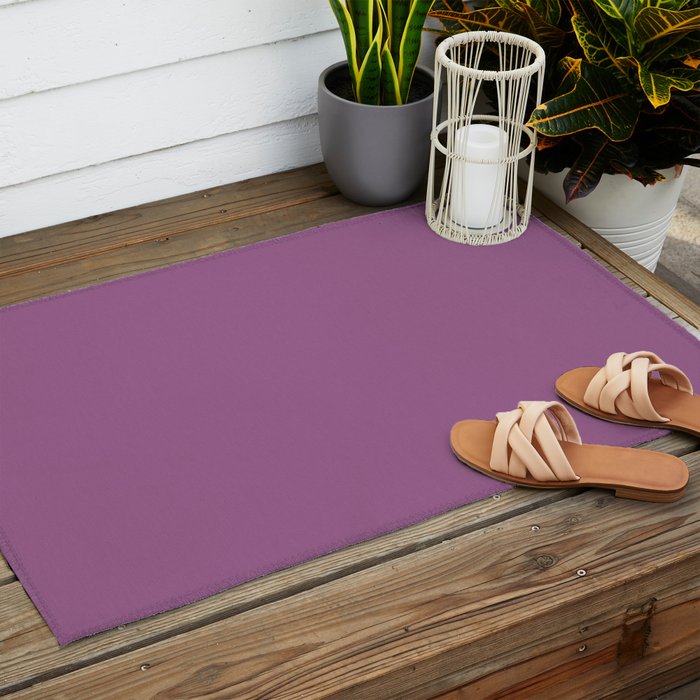Pastel Mauve Purple Solid Color Outdoor Rug Gallery Image 2