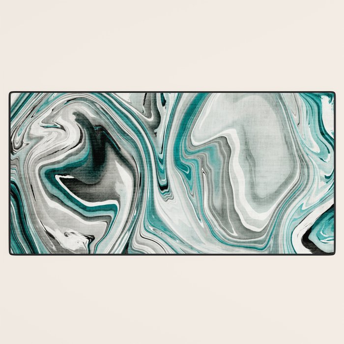 Green Marble Liquid Swirl Green Desk Mat Gallery Image 3