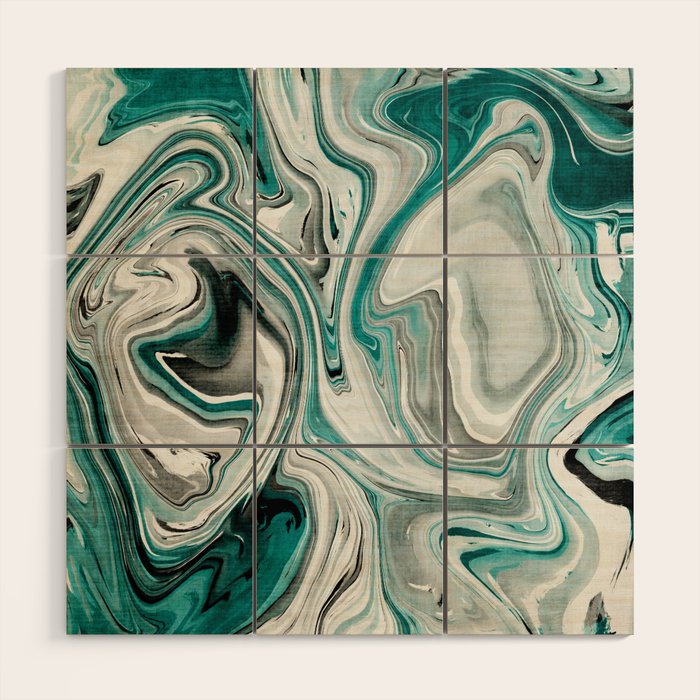 Green Marble Liquid Swirl Green Wood Wall Art Gallery Image 1