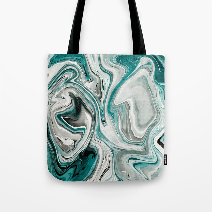 Green Marble Liquid Swirl Green Tote Bag Gallery Image 1