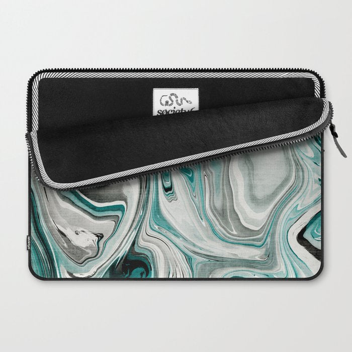 Green Marble Liquid Swirl Green Laptop Sleeve Gallery Image 2