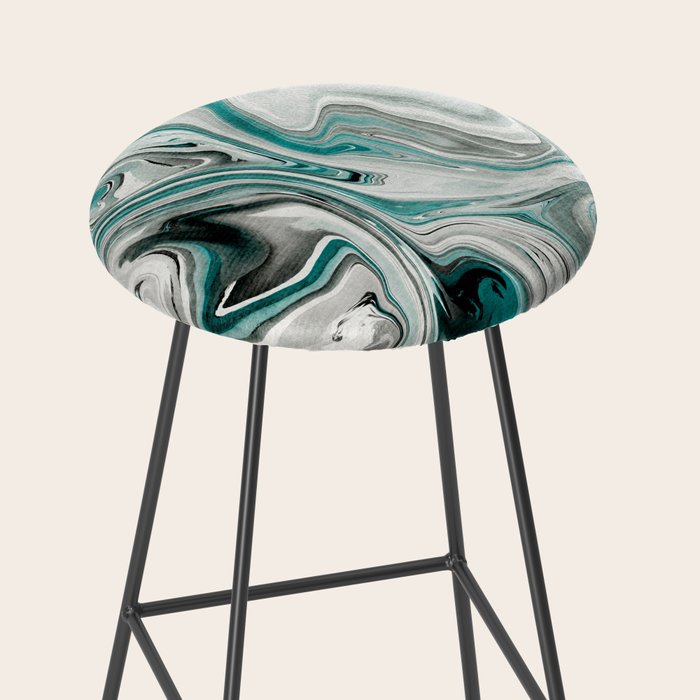 Green Marble Liquid Swirl Green Stool Gallery Image 2