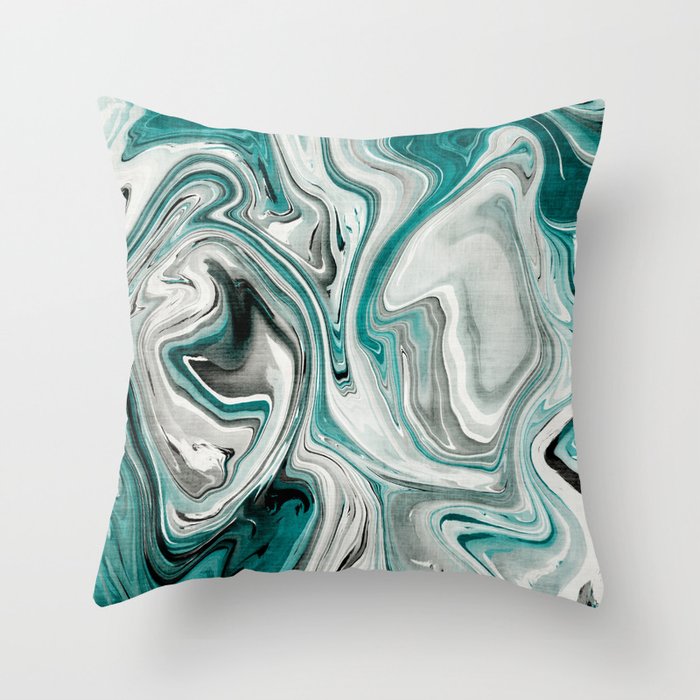 Green Marble Liquid Swirl Green Throw Pillow Gallery Image 6