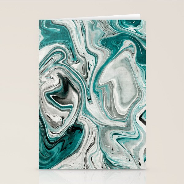 Green Marble Liquid Swirl Green Stationery Card Gallery Image 2