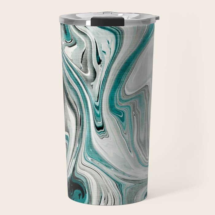 Green Marble Liquid Swirl Green Travel Mug Gallery Image 1
