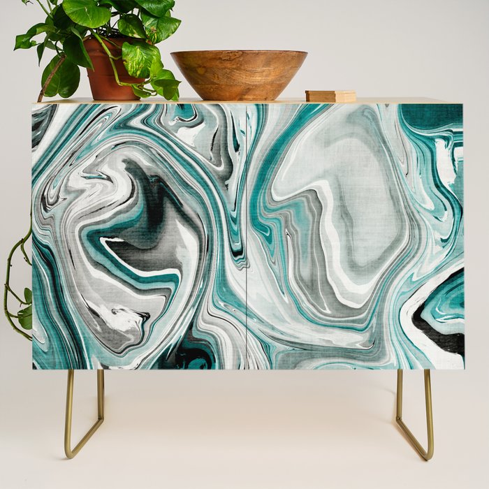 Green Marble Liquid Swirl Green Credenza Gallery Image 1
