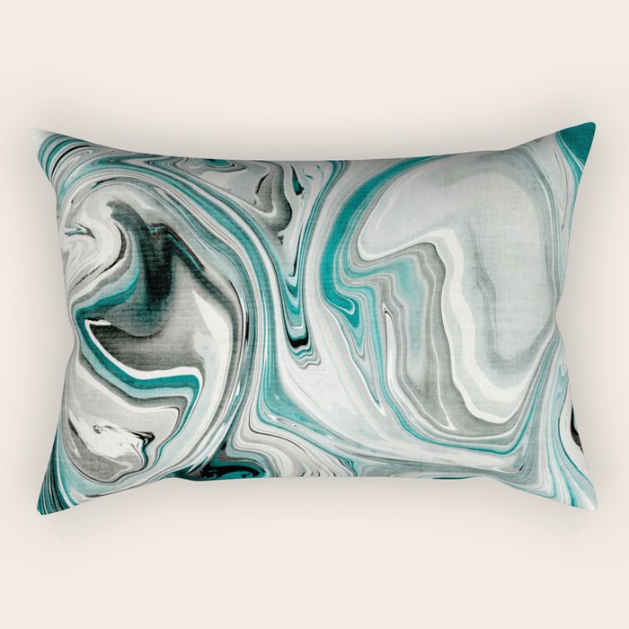 Green Marble Liquid Swirl Green Rectangular Pillow Gallery Image 1